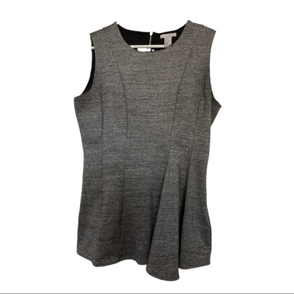 H&M Gray Sleeveless Peplum Blouse Size Large #0180